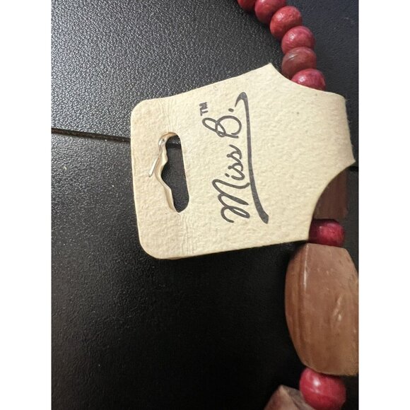 Miss B Red & Brown WOODEN Beaded Necklace - Picture 5 of 7